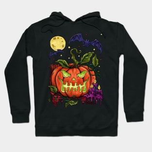 Bright glowing Halloween pumpkin, creepy Jack O Lantern Hoodie